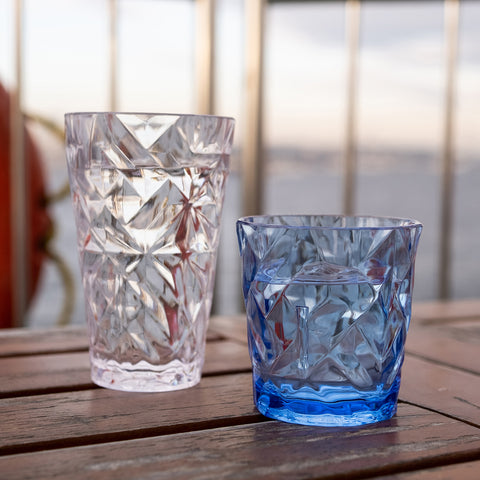 Prism dia.3.5" h:3.5" 10 oz. Round Blue Polycarbonate Rocks/Old Fashioned (Set of 6)