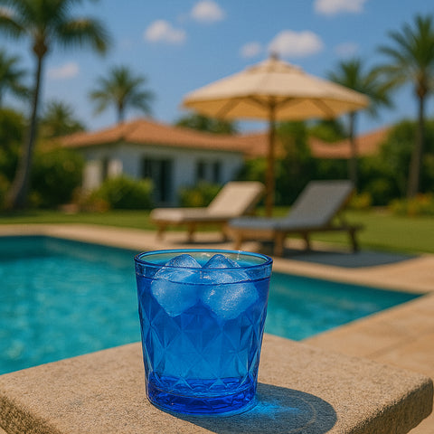 Prism dia.3.5" h:3.5" 10 oz. Round Blue Polycarbonate Rocks/Old Fashioned (Set of 6)