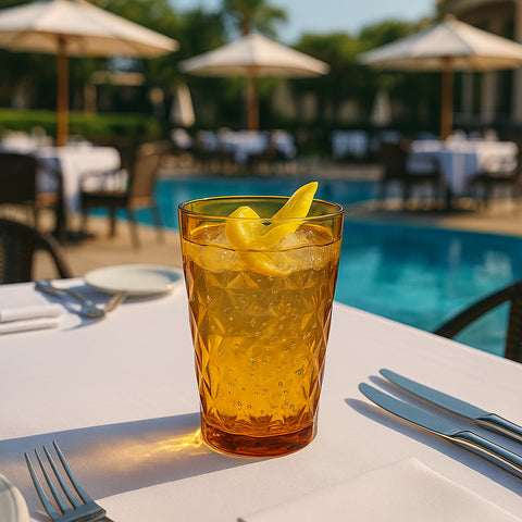 Prism dia.3.5" h:5.5" 14 oz. Round Amber Polycarbonate High-Ball (Set of 6)