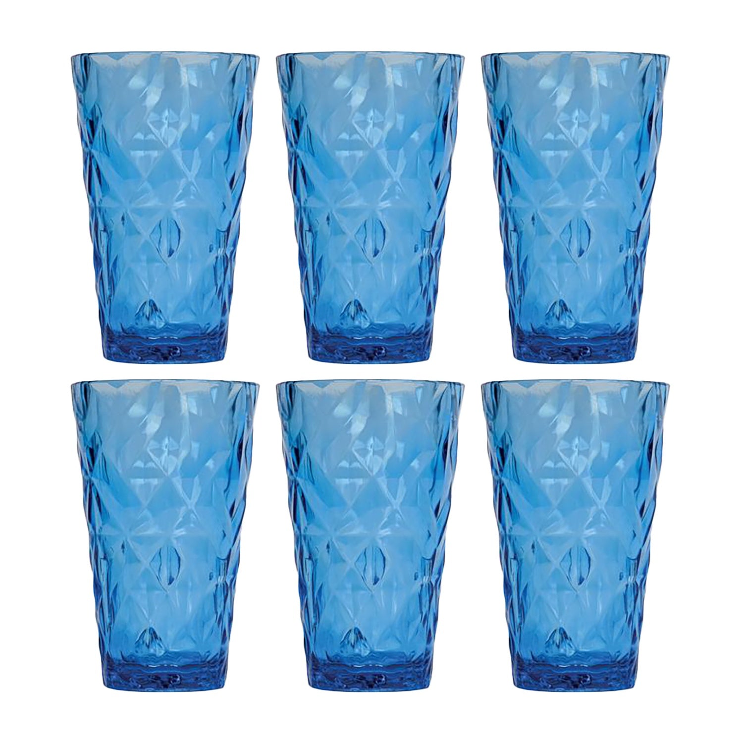 Round Blue Polycarbonate High-Ball dia.3.5" h:5.5" 14 oz. (Set of 6)