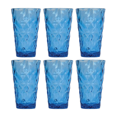 Round Blue Polycarbonate High-Ball dia.3.5" h:5.5" 14 oz. (Set of 6)
