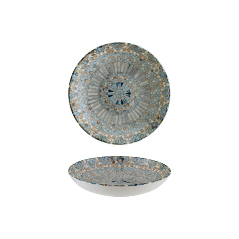 Bonna China Luca Mosaic Matte dia.9" h:2" 34 oz. Round Decorated Porcelain Bowl (Set of 4)