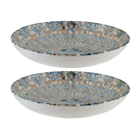 Bonna China Luca Mosaic Matte dia.10" h:2" 44 oz. Round Decorated Porcelain Bowl (Set of 2)
