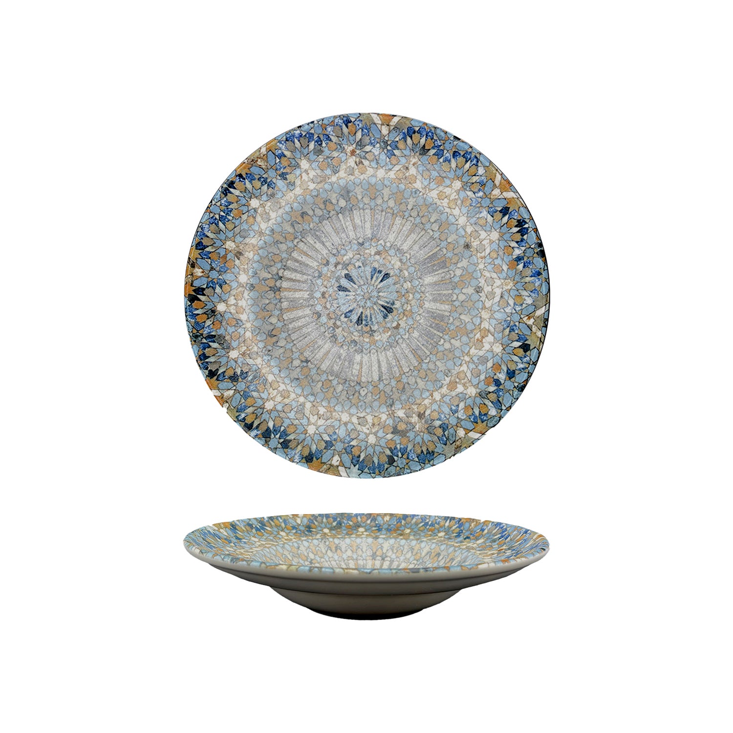 Bonna China Luca Mosaic Matte dia.10.75" h:2.25" 16 oz. Round Decorated Porcelain Bowl (Set of 2)