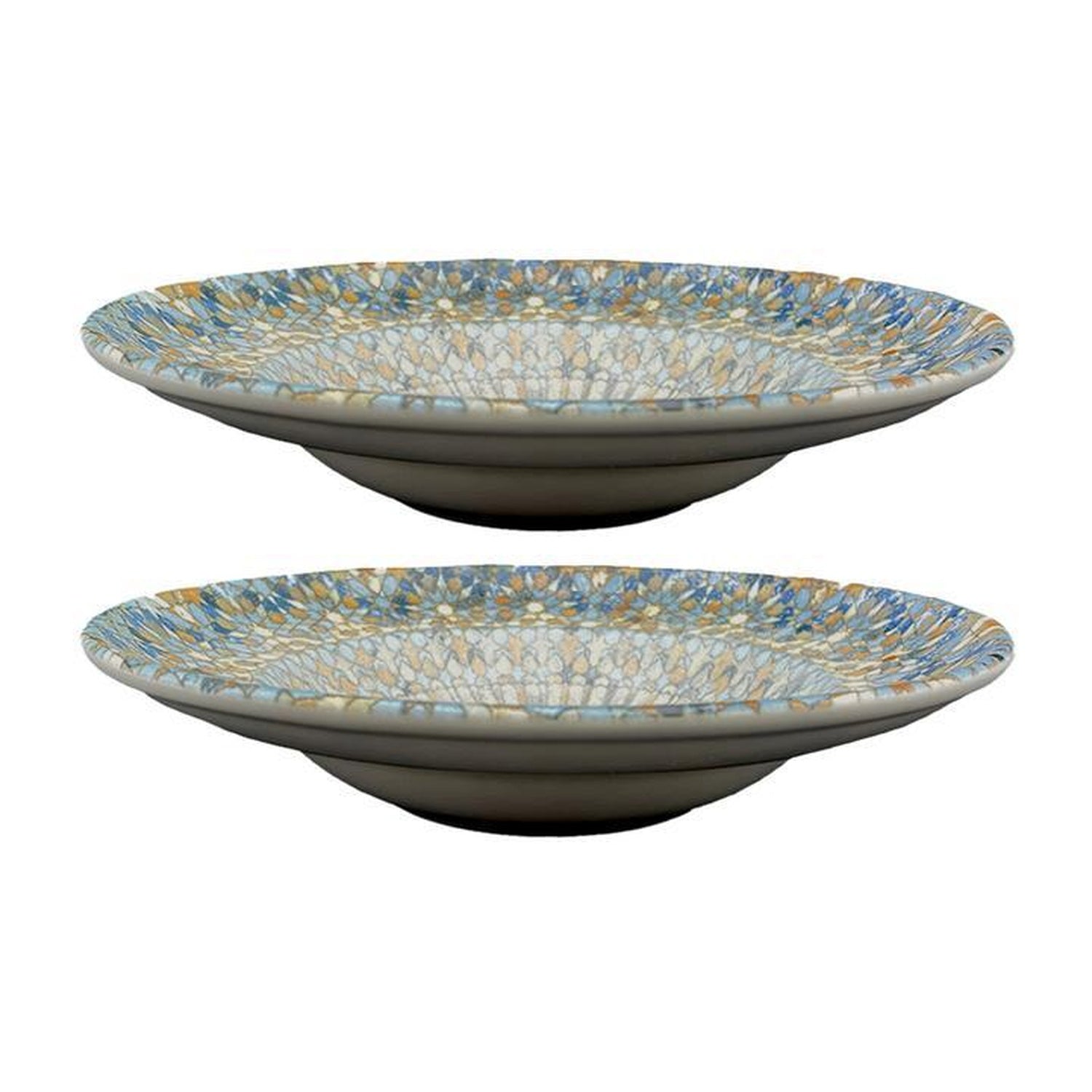 Bonna China Luca Mosaic Matte dia.10.75" h:2.25" 16 oz. Round Decorated Porcelain Bowl (Set of 2)