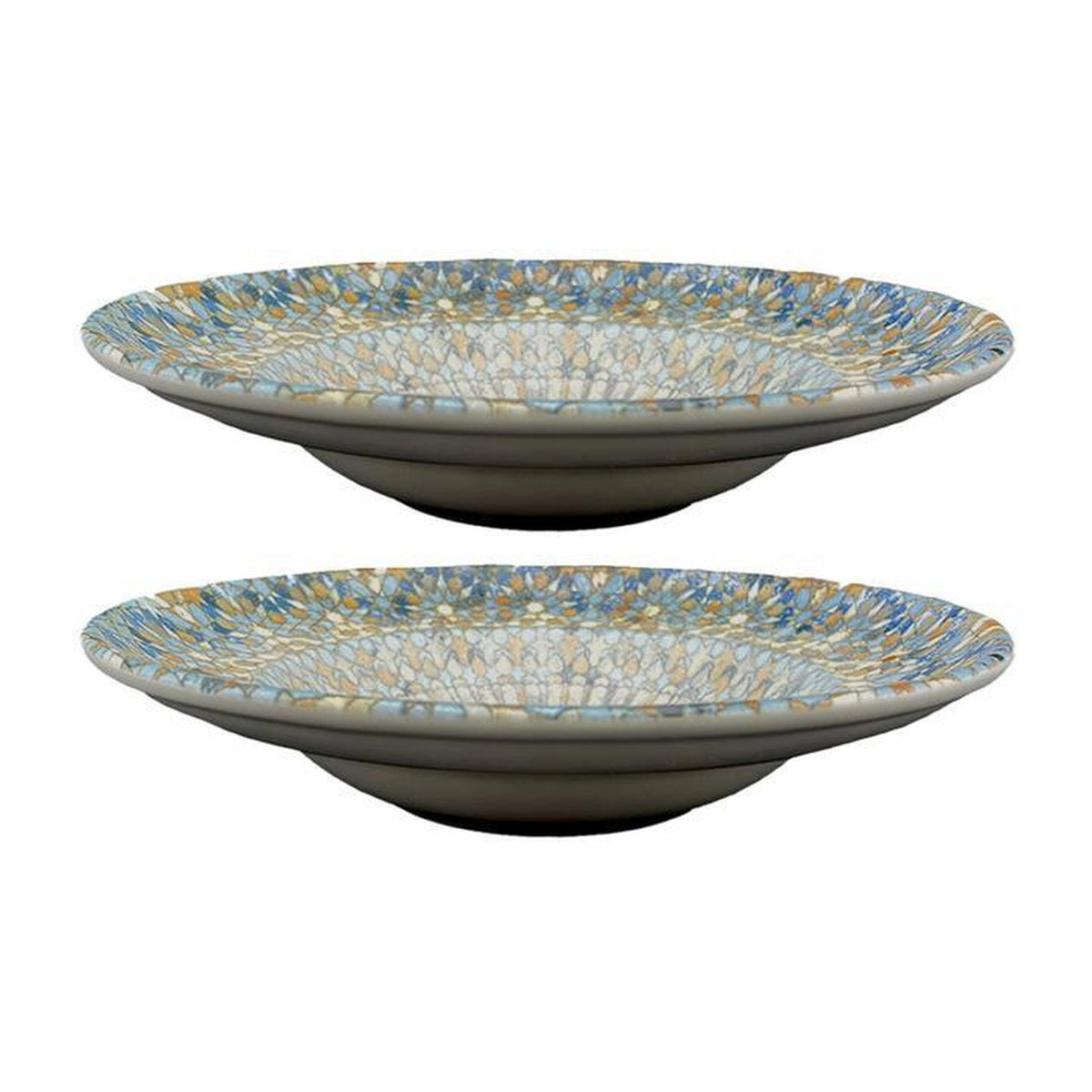 Bonna China Luca Mosaic Matte dia.10.75" h:2.25" 16 oz. Round Decorated Porcelain Bowl (Set of 2)
