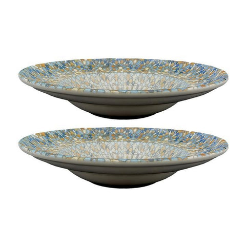 Bonna China Luca Mosaic Matte dia.10.75" h:2.25" 16 oz. Round Decorated Porcelain Bowl (Set of 2)