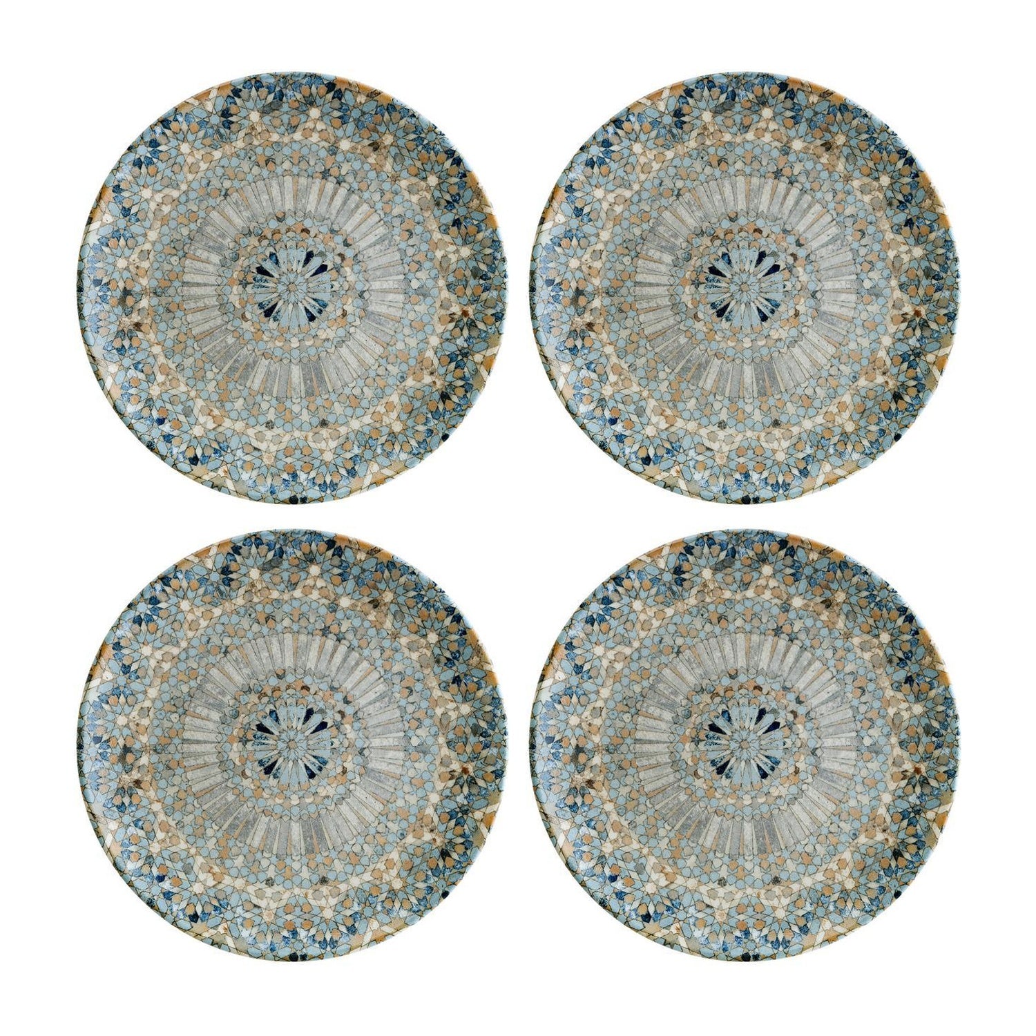 Bonna China Luca Mosaic Matte dia.10.5"  Round Decorated Porcelain Plate (Set of 4)