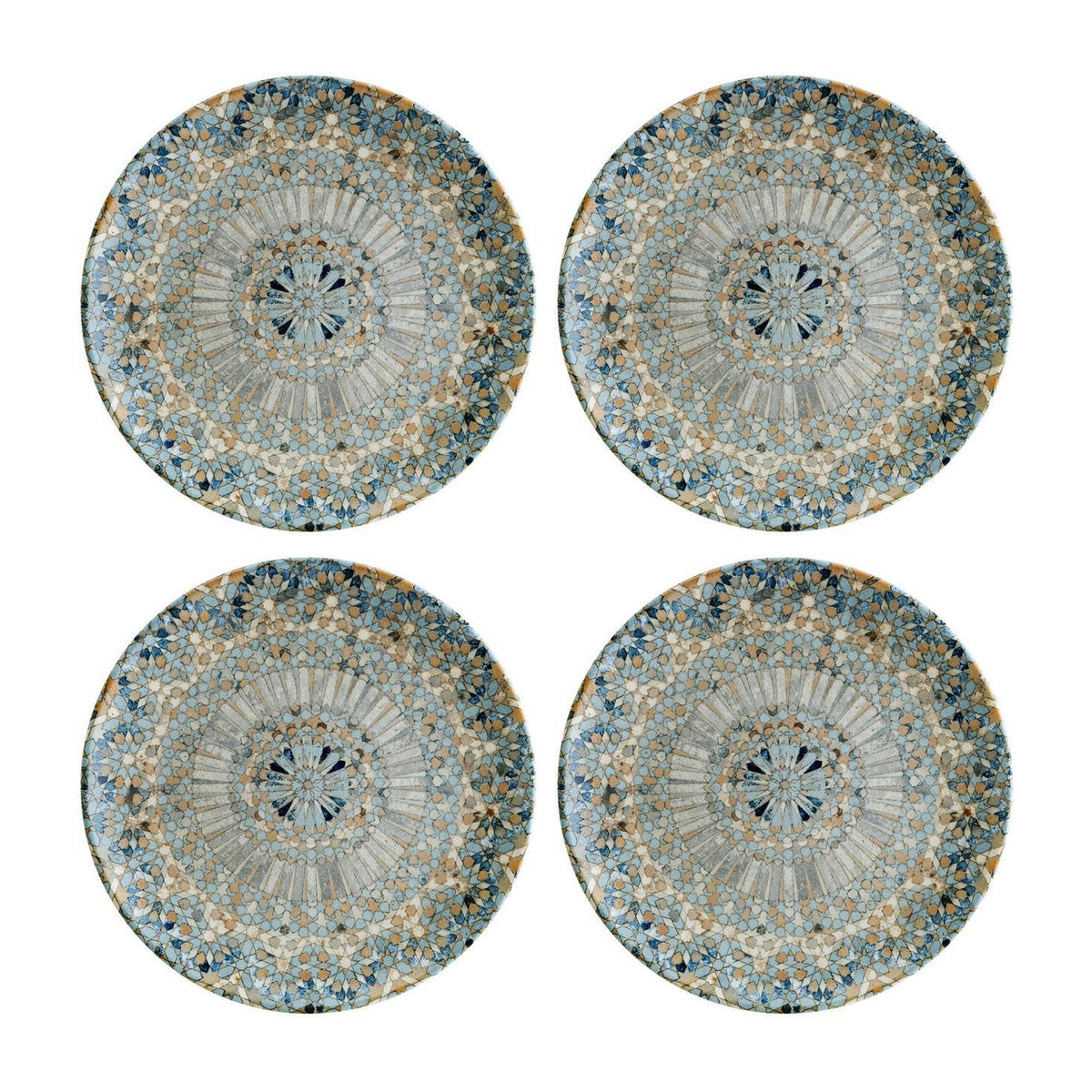 Bonna China Luca Mosaic Matte dia.10.5"  Round Decorated Porcelain Plate (Set of 4)