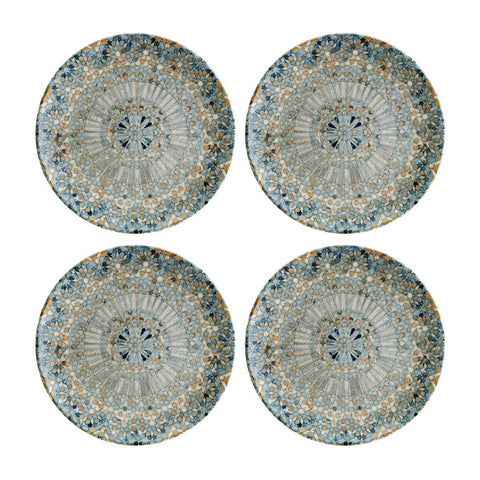 Bonna China Luca Mosaic Matte dia.10.5"  Round Decorated Porcelain Plate (Set of 4)