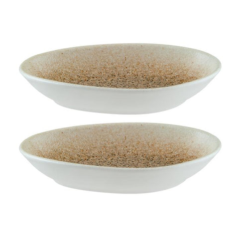 Bonna China Luca Salmon Matte 6" x 4" x h:1" Organic Salmon Porcelain Platter (Set of 2)