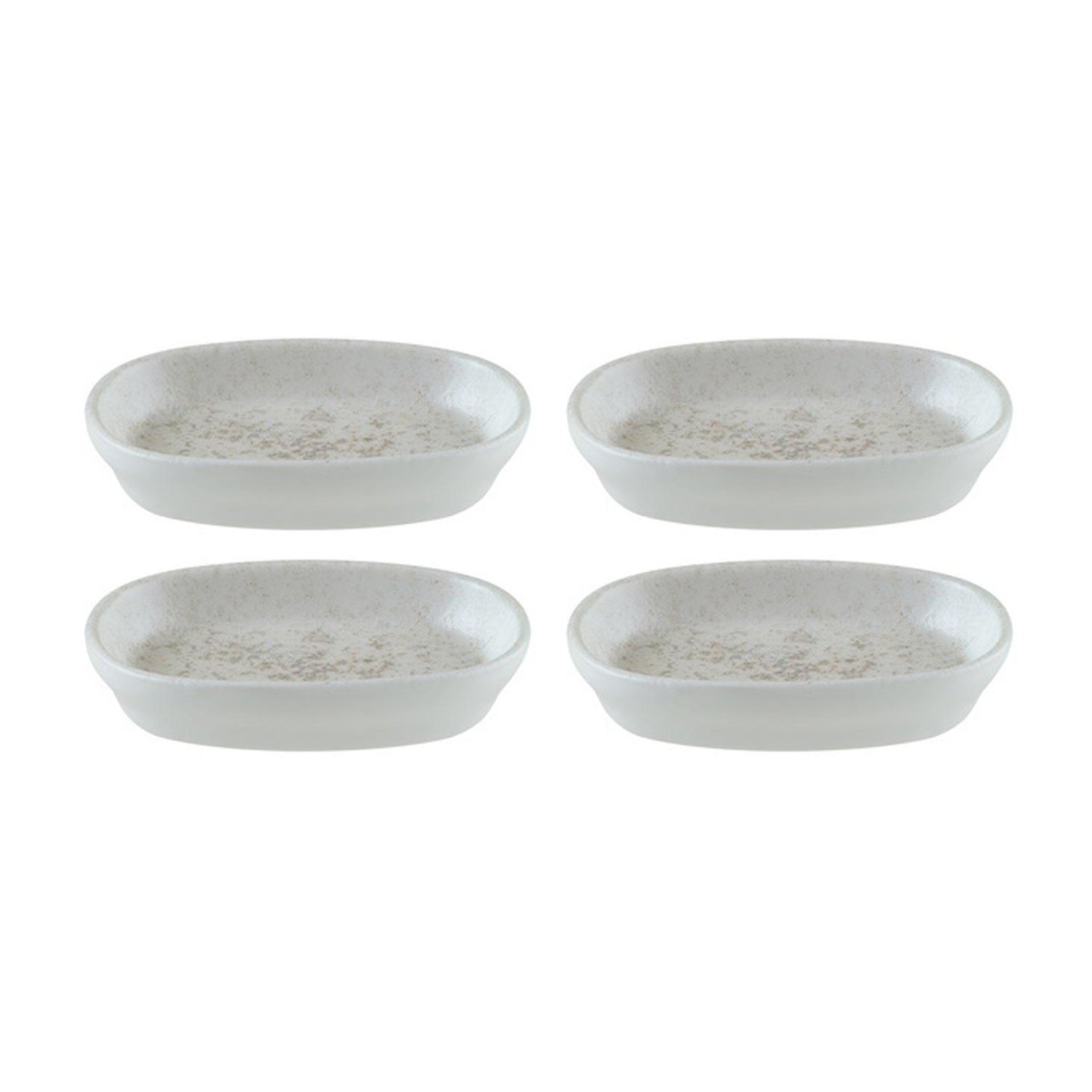 Bonna China Luna 4" x 2.5" x h:0.75" Oval White Porcelain Platter (Set of 4)