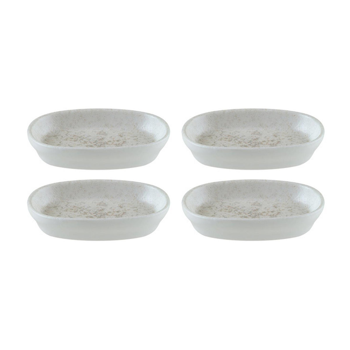 Bonna China Luna 4" x 2.5" x h:0.75" Oval White Porcelain Platter (Set of 4)