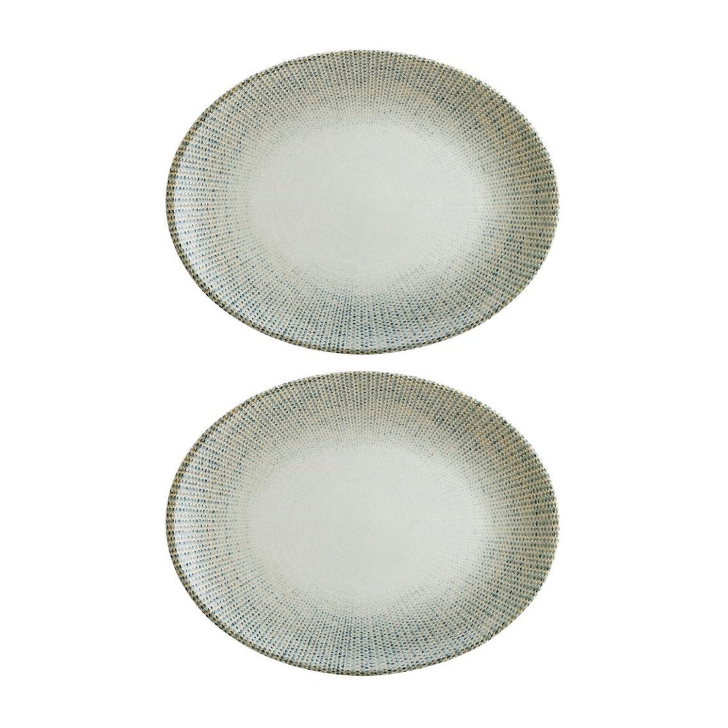 Bonna China Sway 9.75" x 7.5" x h:1" Oval Decorated Porcelain Platter (Set of 2)