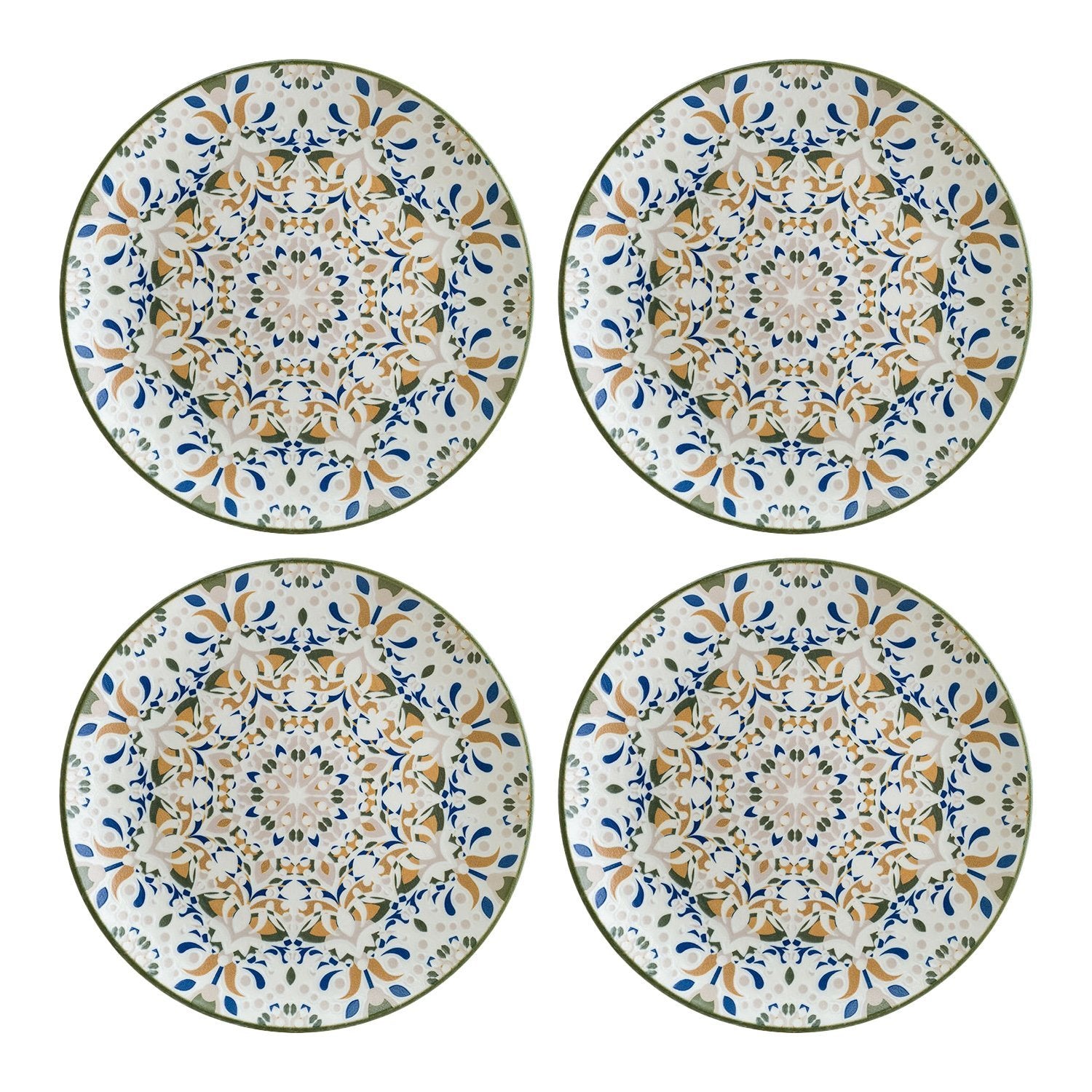 Tenango dia.8.25" Round Decorated Vitrified Plate (Set of 4)