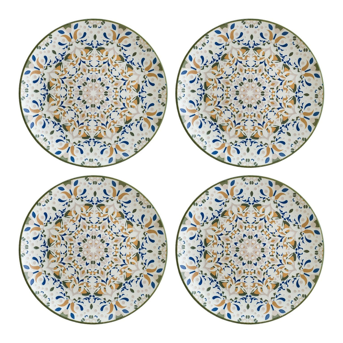 Tenango dia.8.25" Round Decorated Vitrified Plate (Set of 4)