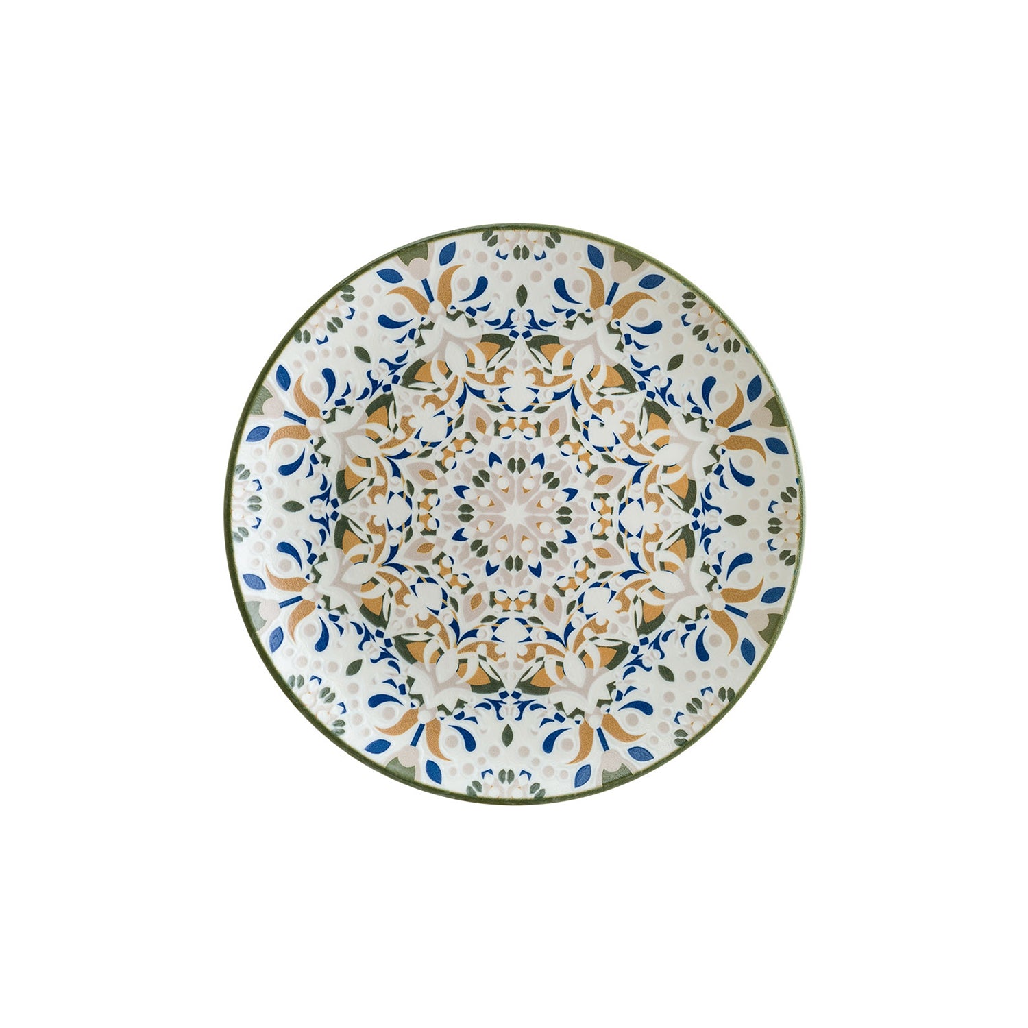 Tenango dia.12"  Round Decorated Porcelain Plate (Set of 4)