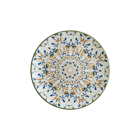 Tenango dia.12"  Round Decorated Porcelain Plate (Set of 4)