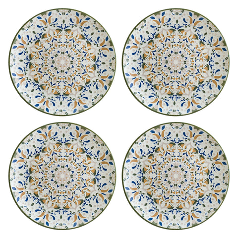 Tenango dia.12"  Round Decorated Porcelain Plate (Set of 4)