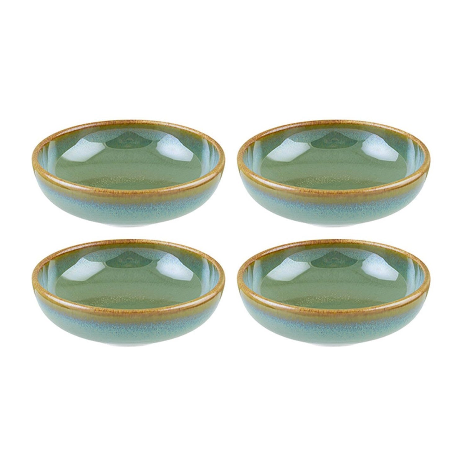 Bonna China Sage dia.4" h:0.75" 4 oz. Round Green Porcelain Bowl (Set of 4)