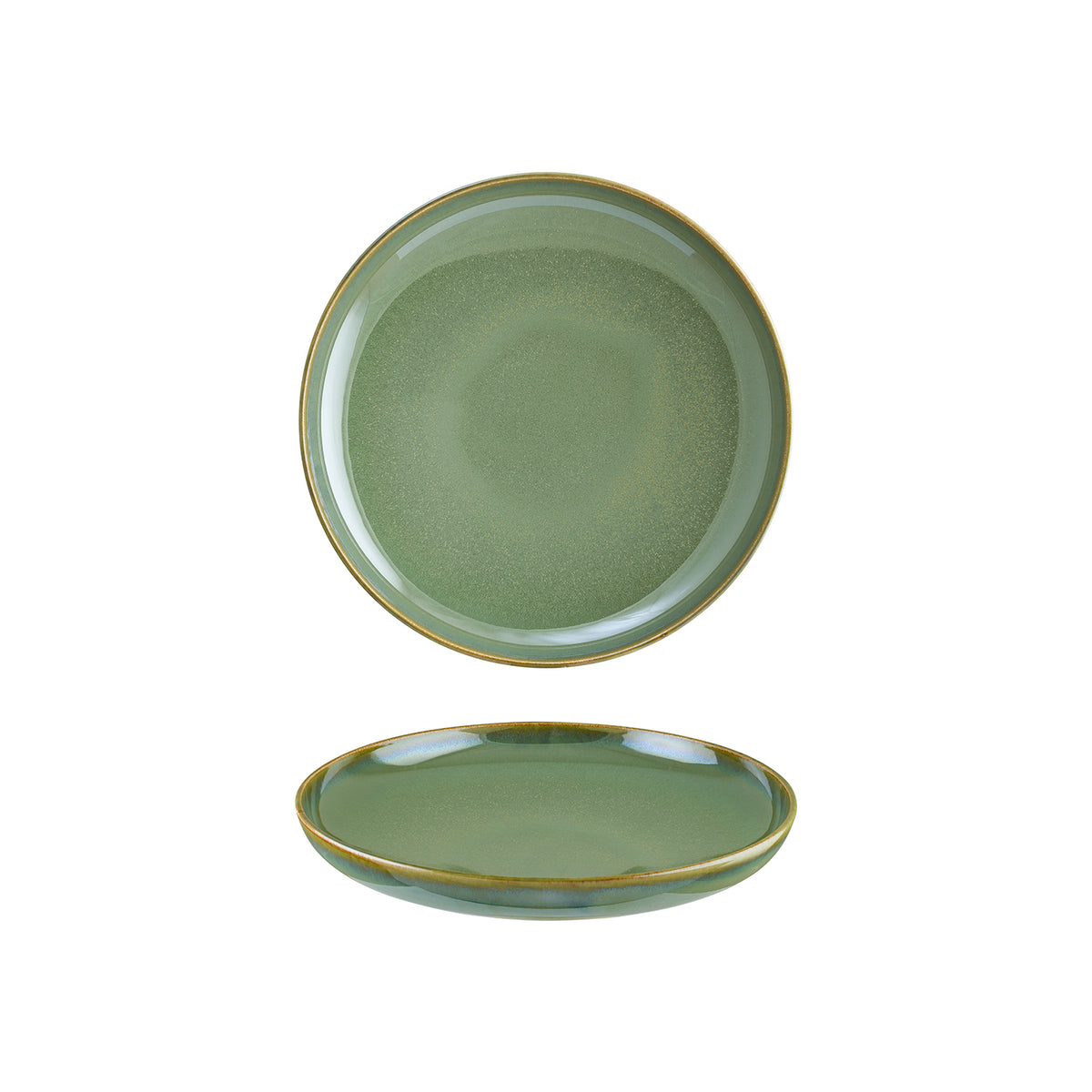 Bonna China Sage dia.9.75" h:2" Round Green Porcelain Deep Plate