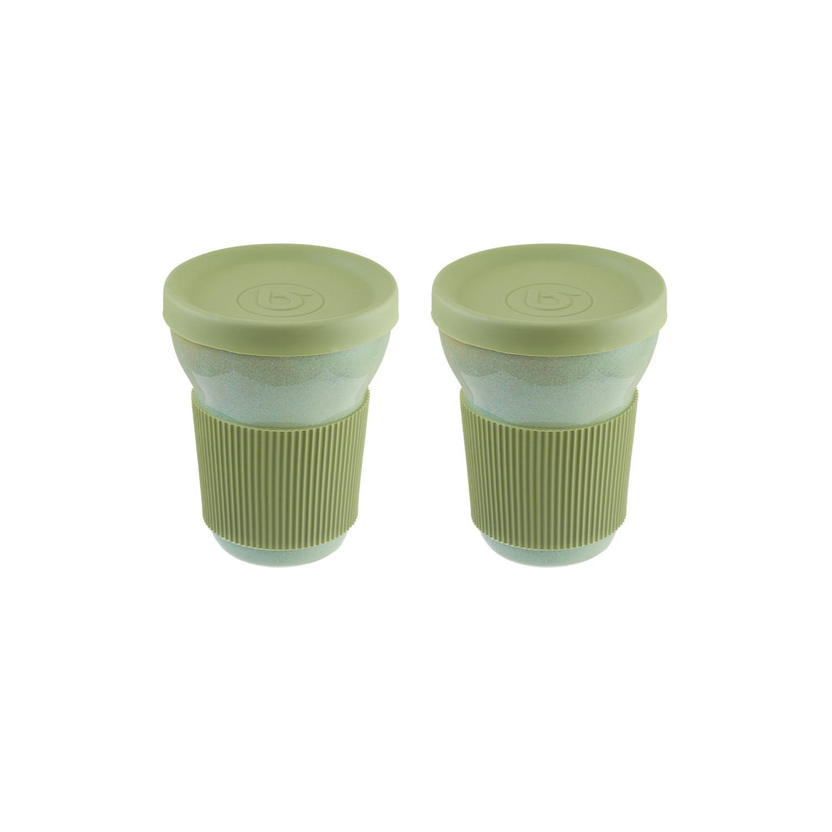 Sage dia.3.75" h:4.75" 12 oz. Round Green Vitrified Mug (Set of 2)