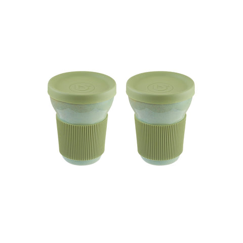 Sage dia.3.75" h:4.75" 12 oz. Round Green Vitrified Mug (Set of 2)