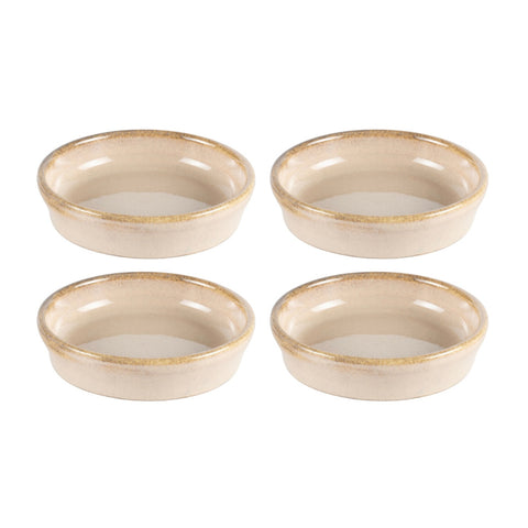 Bonna China Sand dia.4" h:1" 1 oz. Round Beige Porcelain Bowl (Set of 4)