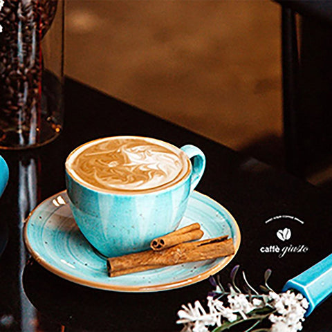 Aqua Bistro 3 oz.  Espresso Cup+Saucer Set for 4