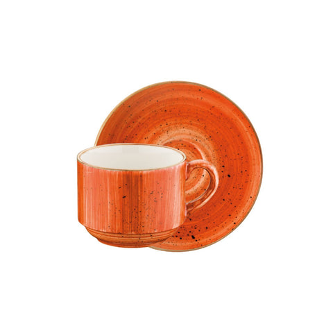 Terracota Stacking 7 oz. Coffee Cup+Saucer Set for 2