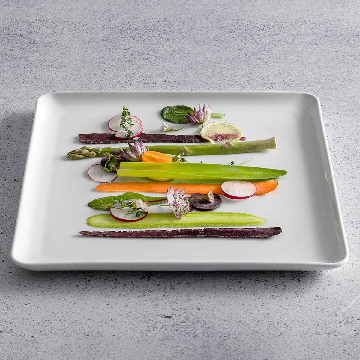 Santa Monica 12.5" x 12.5" x h:1" Square White Porcelain Platter (1 each)