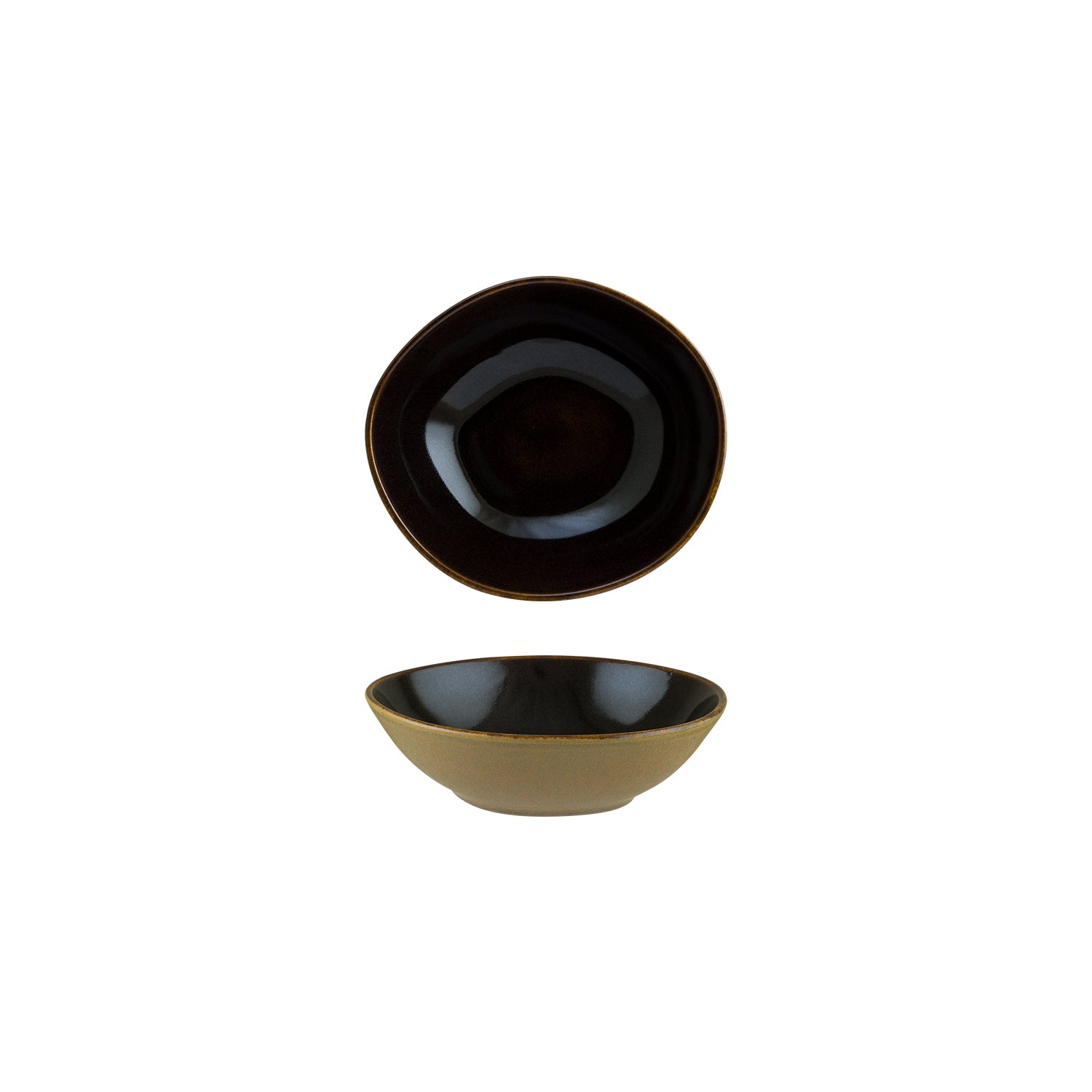 Bonna China Sphere Ocean 7" x 6.5" x h:2" 16 oz. Organic Black Porcelain Bowl (Set of 2)