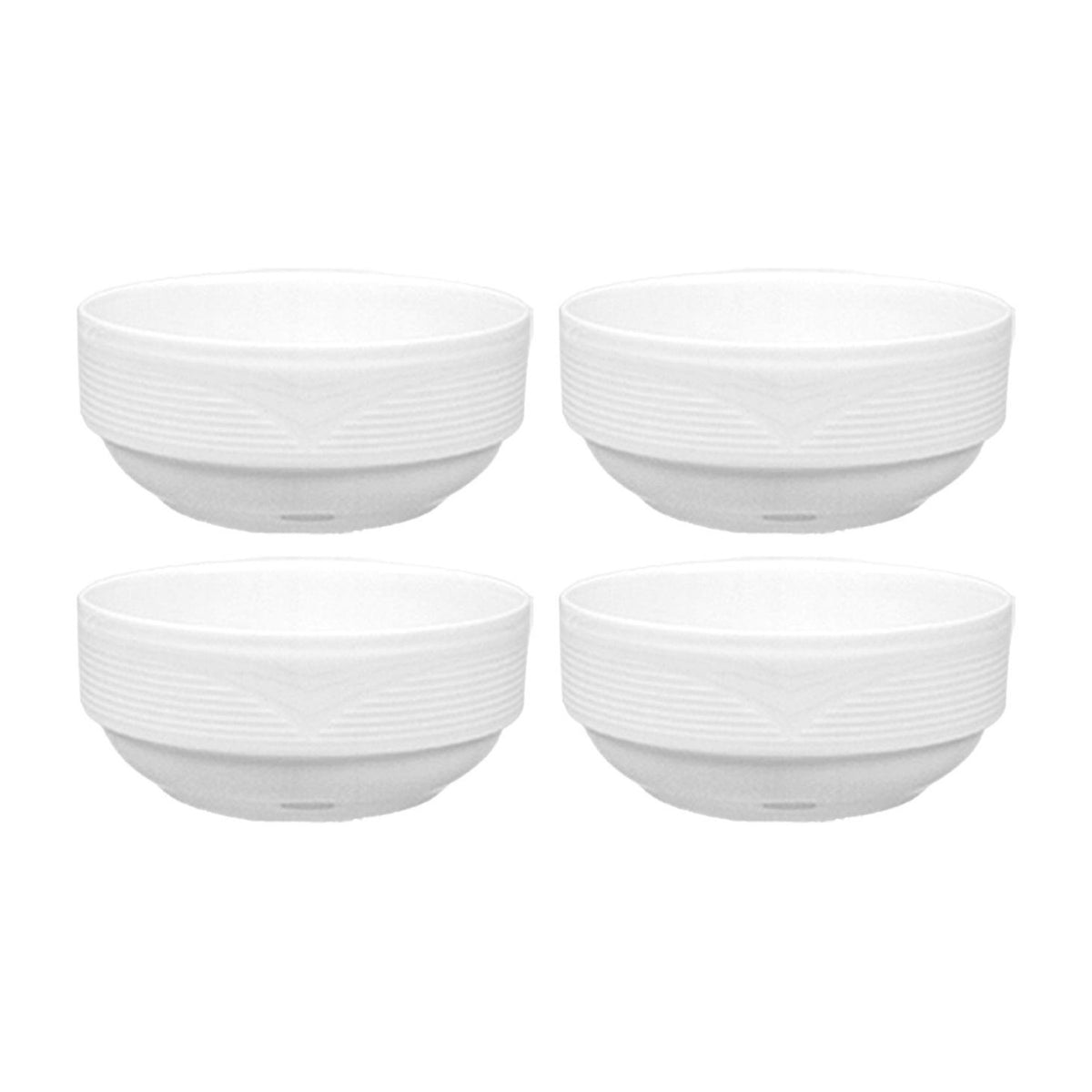 Porcelain Saturn dia.4" h:1.75" 8 oz. Round White Porcelain Bowl (Set of 4)