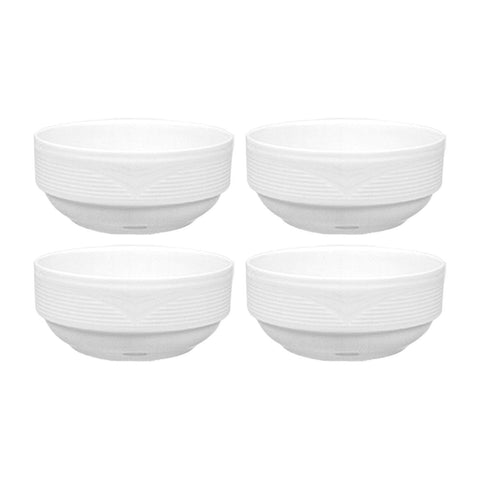 Porcelain Saturn dia.4" h:1.75" 8 oz. Round White Porcelain Bowl (Set of 4)