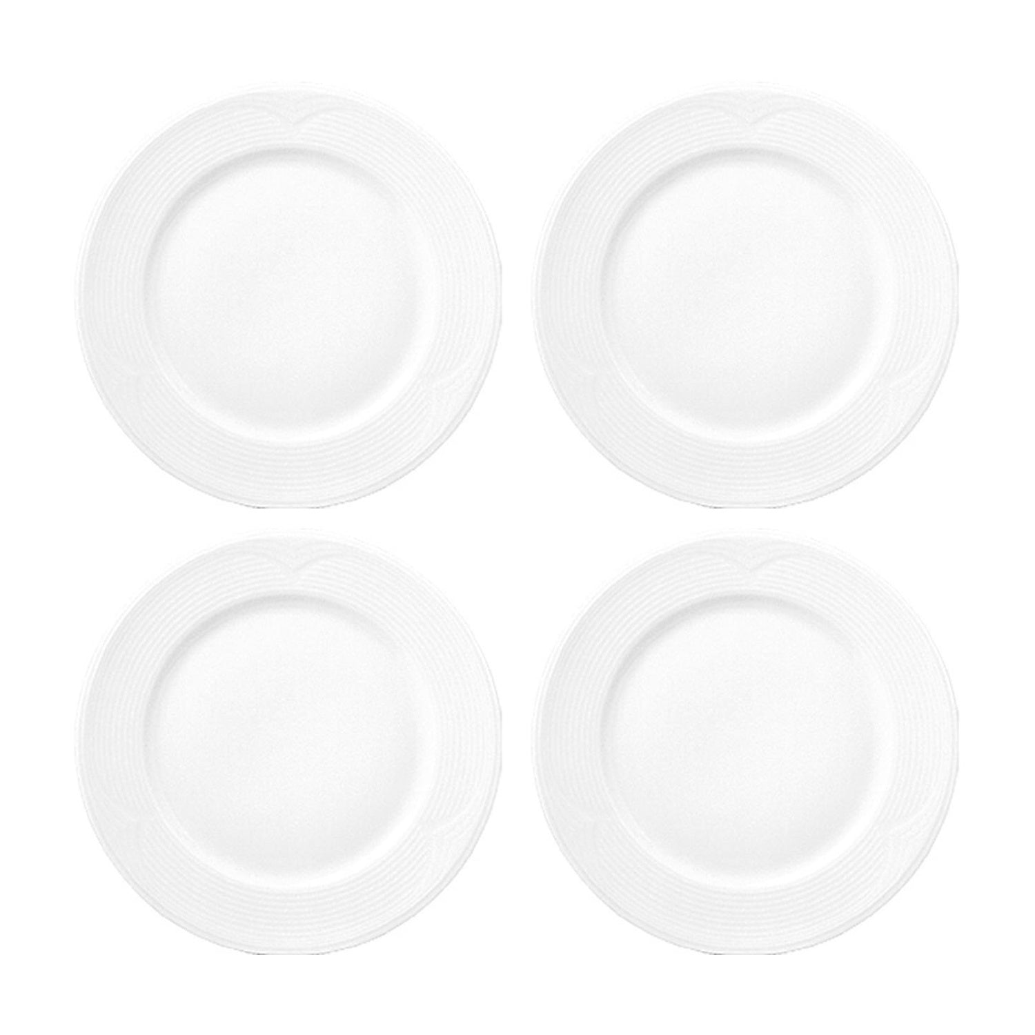 Porcelain Saturn dia.11.75" Round White Porcelain Plate (Set of 4)