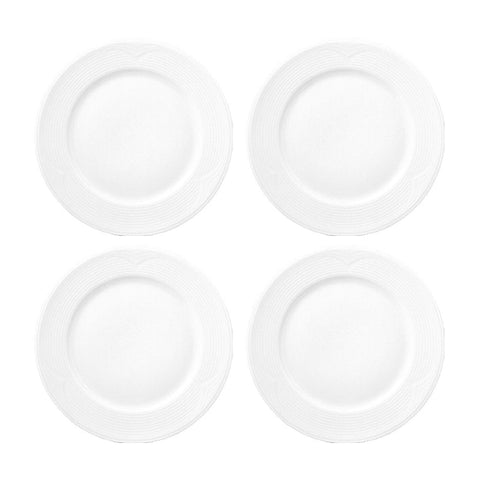 Porcelain Saturn dia.11.75" Round White Porcelain Plate (Set of 4)