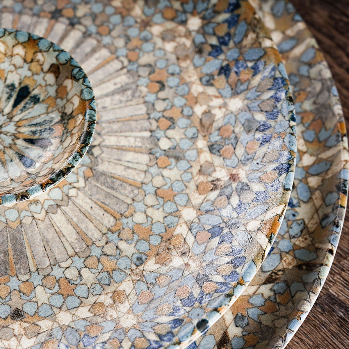 Luca Mosaic Matte Collection 3 Piece Dinnerware Set For 1