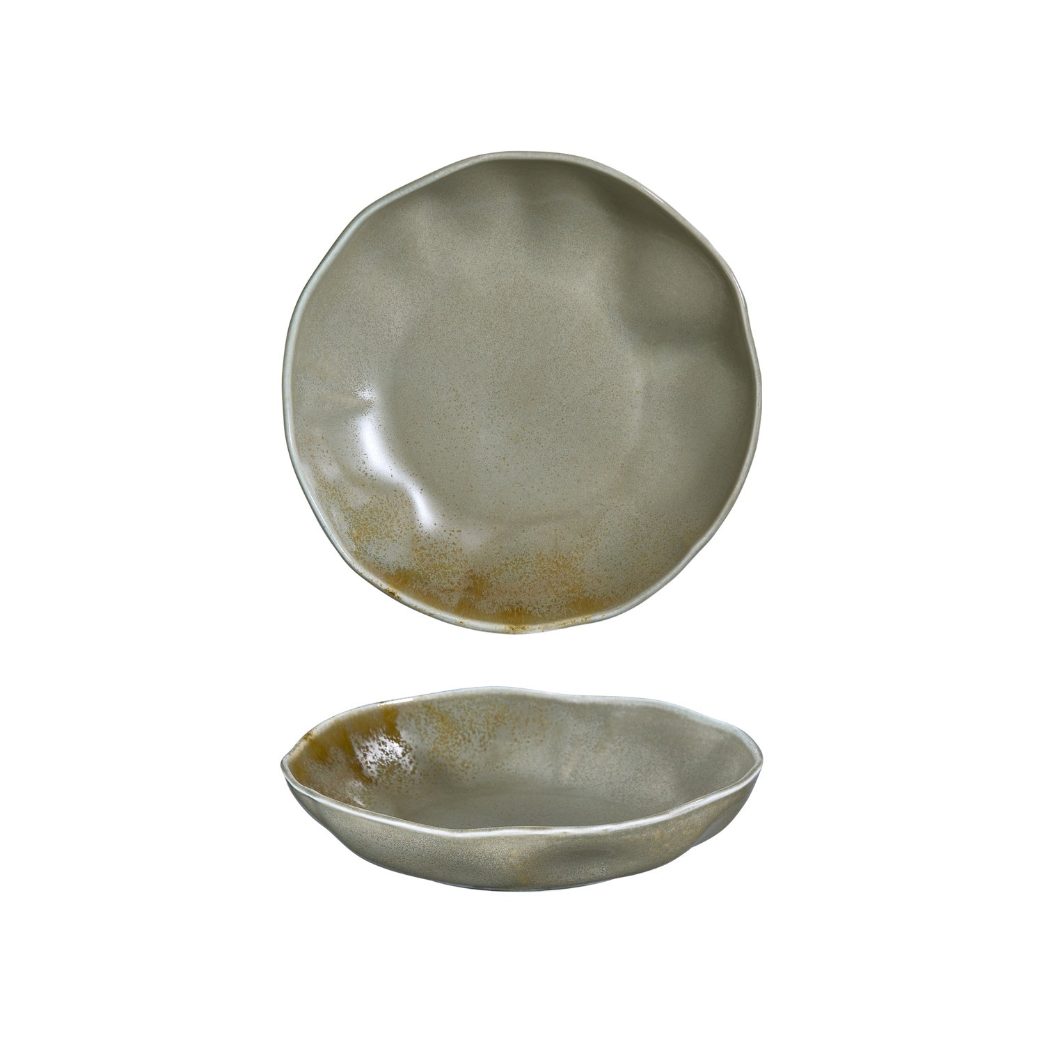 Moss 9.75" x 9.75" x h:0" 42 oz. Organic Green Vitrified Deep Plate (Set of 6)