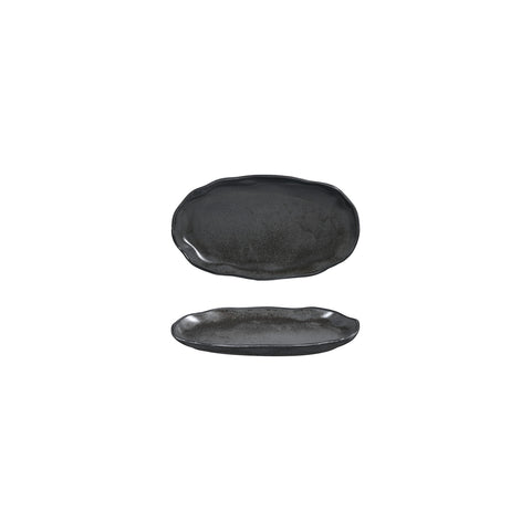 Amorf Notte 7.5" x 4.25" Organic Black Vitrified Plate (Set of 4)