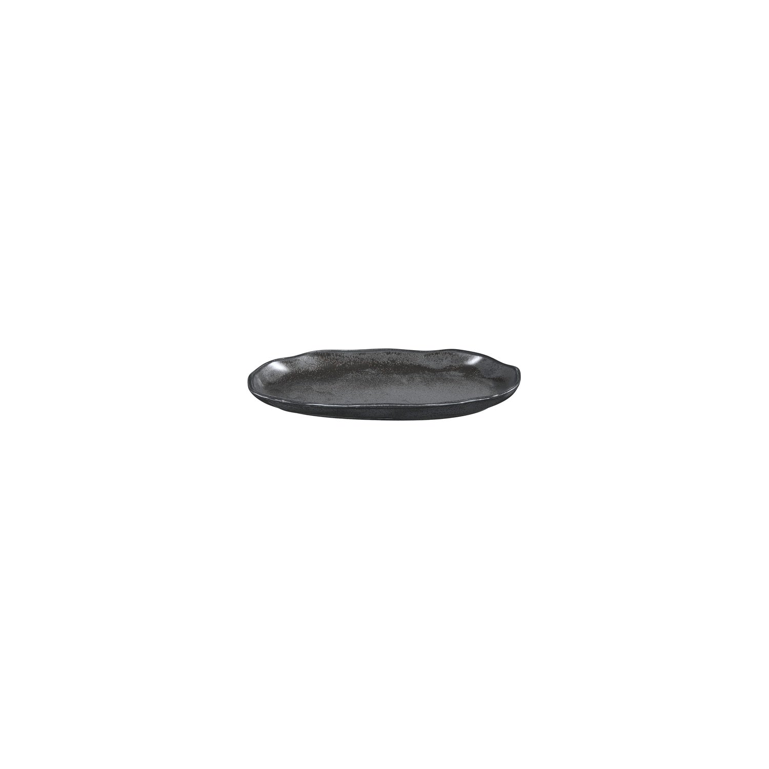 Amorf Notte 7.5" x 4.25" Organic Black Vitrified Plate (Set of 4)