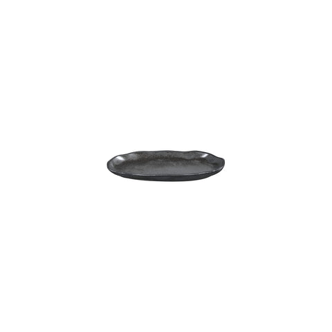 Amorf Notte 7.5" x 4.25" Organic Black Vitrified Plate (Set of 4)