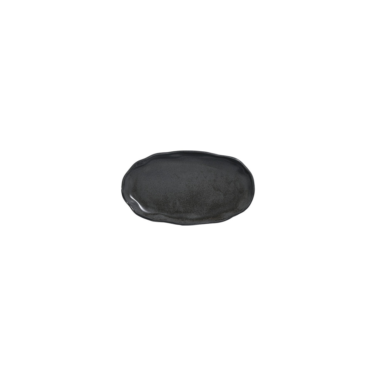 Amorf Notte 7.5" x 4.25" Organic Black Vitrified Plate (Set of 4)