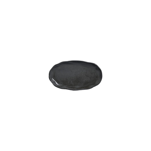 Amorf Notte 7.5" x 4.25" Organic Black Vitrified Plate (Set of 4)