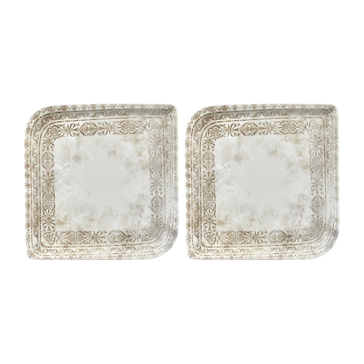 Antico 6" x 6" Square Brown Vitrified Plate (Set of 2)