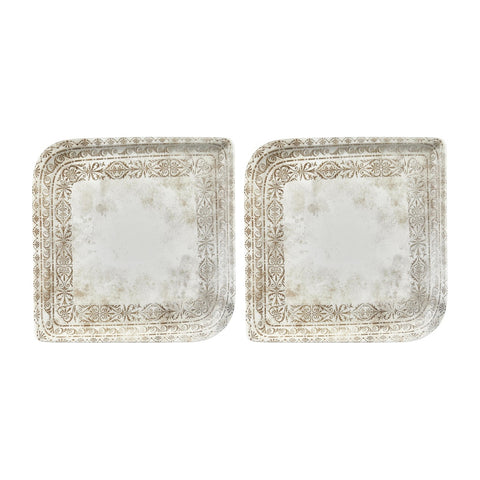 Antico 6" x 6" Square Brown Vitrified Plate (Set of 2)