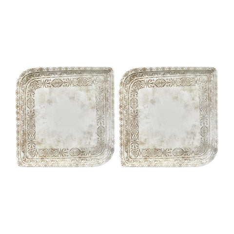 Antico 8.75" x 8.75" Square Brown Vitrified Plate (Set of 2)