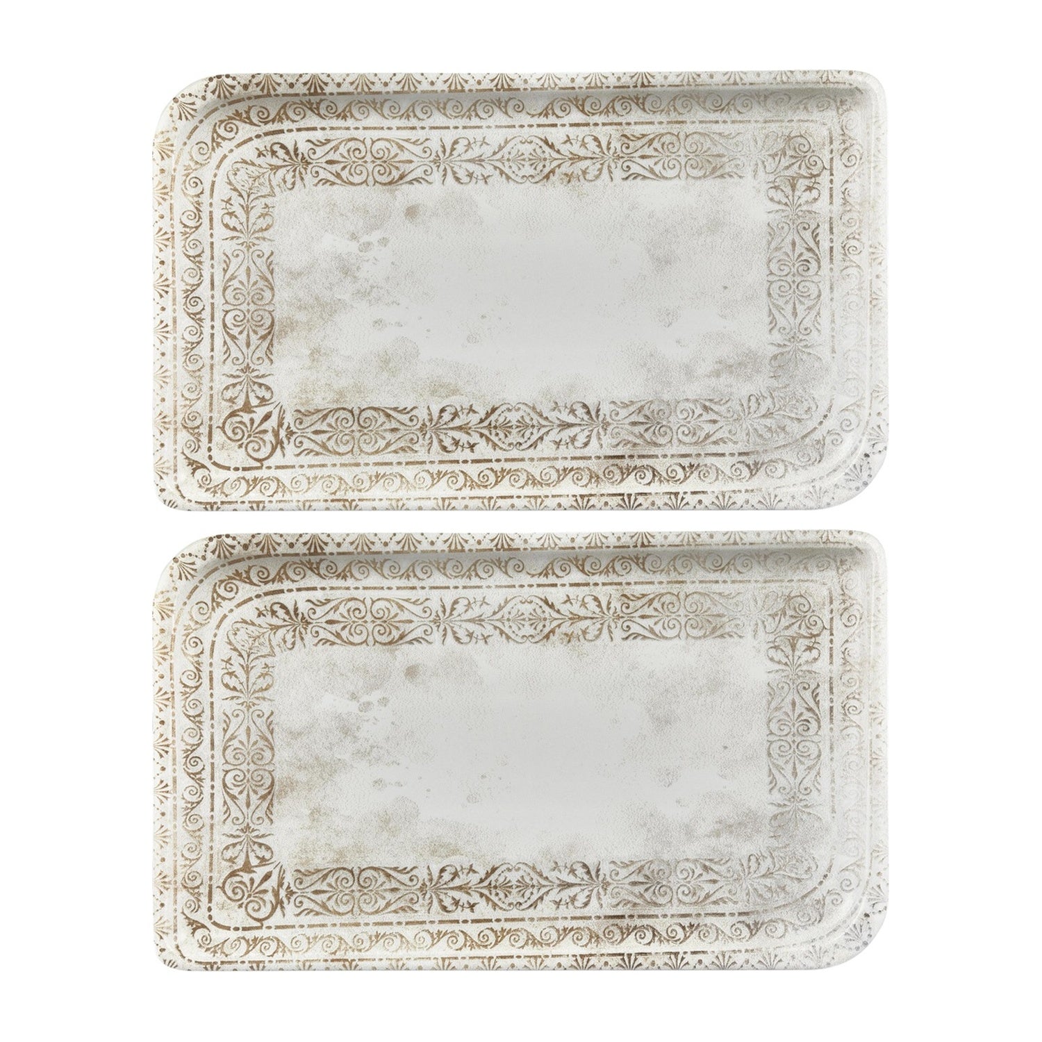 Antico 11.75" x 7" x h:0" Rectangular Brown Vitrified Platter (Set of 2)