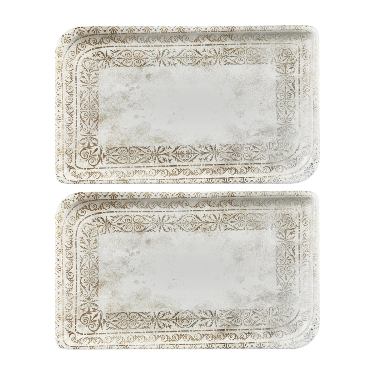 Antico 11.75" x 7" x h:0" Rectangular Brown Vitrified Platter (Set of 2)