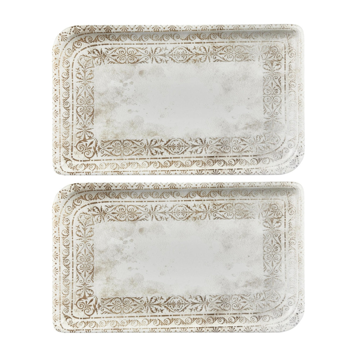 Antico 13.75" x 6.25" x h:0" Rectangular Brown Vitrified Platter (Set of 2)