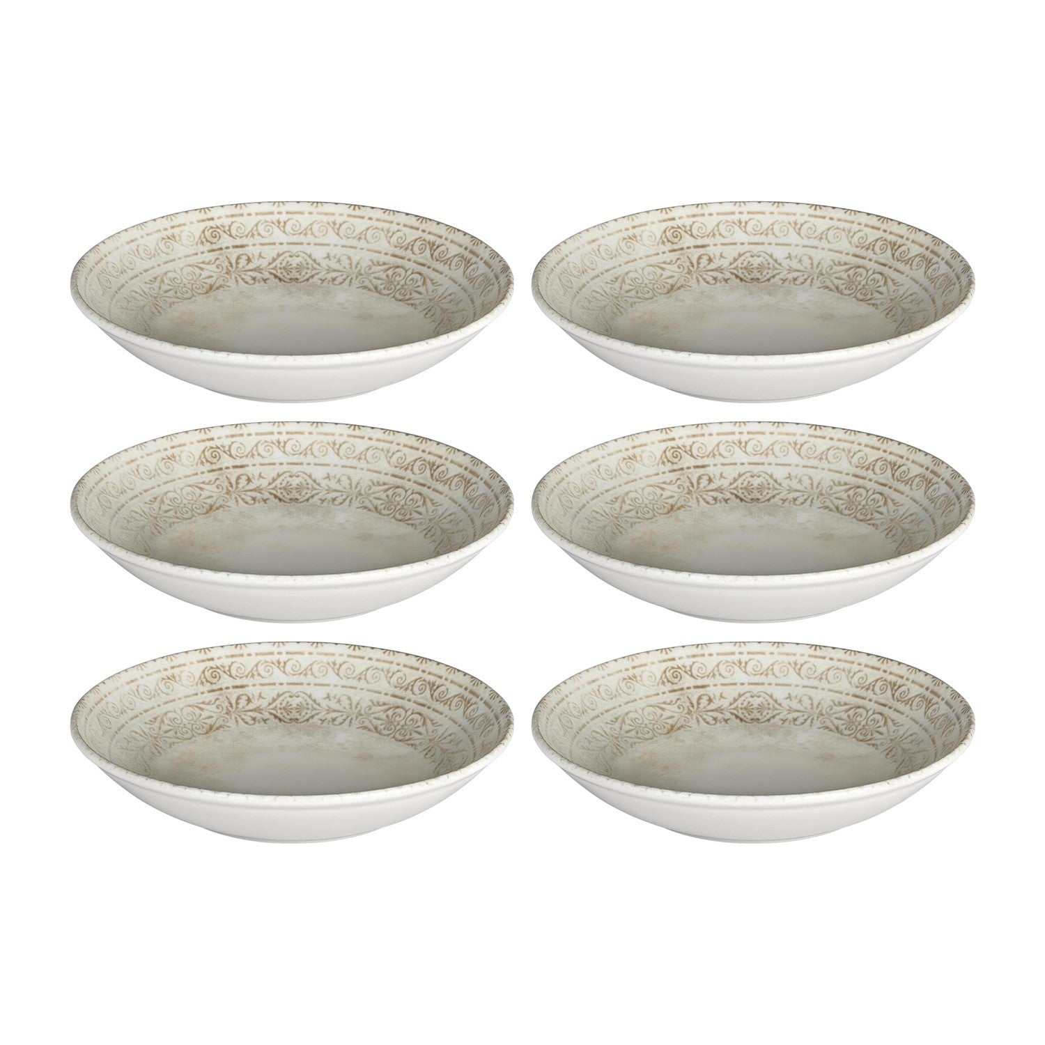 Antico dia.9" h:1.75" 34 oz. Round Brown Vitrified Deep Plate (Set of 6)